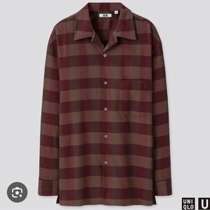 NWT Uniqlo U x Lemaire Checkered Plaid long sleeve button down shirt size M